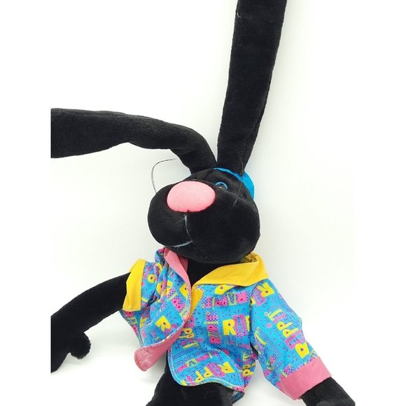 Dakin Sue Sona 1992 Black Rappit, Rabbit Plush Toy w/ Shirt Cap and Shoes. W/Tag - Picture 2 of 7